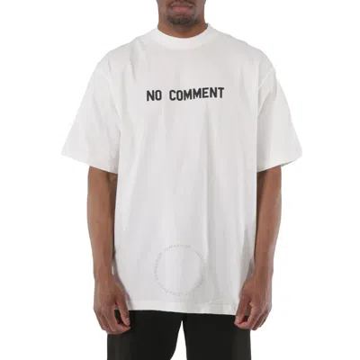 Balenciaga Off White Cotton No Comment Print T-shirt In White/black