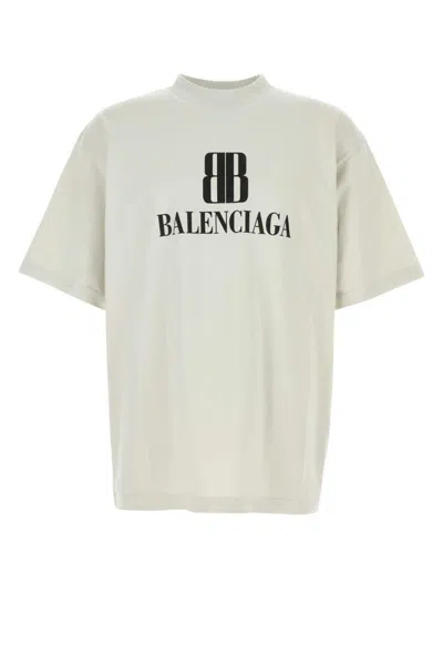 Balenciaga Off White Cotton Oversize T-shirt In Multi