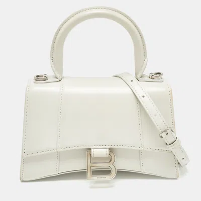 Pre-owned Balenciaga Off White Leather Xs Hourglass Top Handle Bag