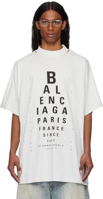 Balenciaga Off-white Optical Oversized T-shirt In 9081