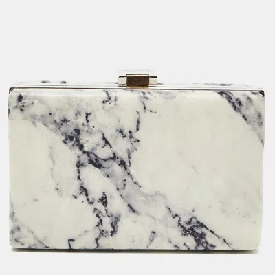 Pre-owned Balenciaga Off White/black Marble Leather Le Dix Minaudiere Box Clutch