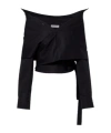 Balenciaga Off Shoulder Crop Shirt Long Sleeves In Multi