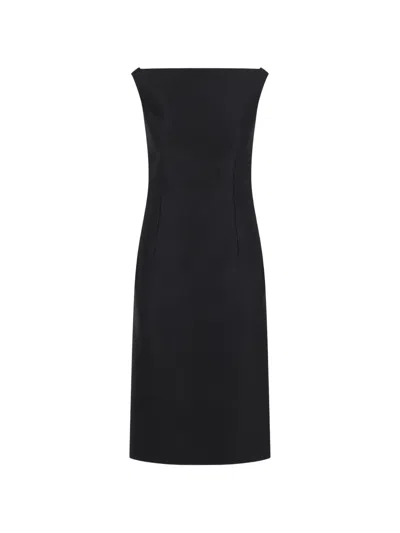 Balenciaga Off-shoulder Midi Dress In Black