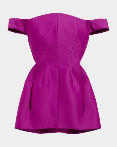 Balenciaga Off-shoulder Mini Dress In Purple