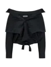 Balenciaga Off Shoulder Crop Shirt Long Sleeves In Black