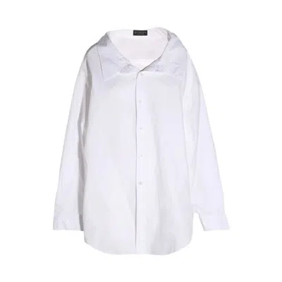 Balenciaga Off-shoulder White Cotton Poplin Long Sleeve Shirt