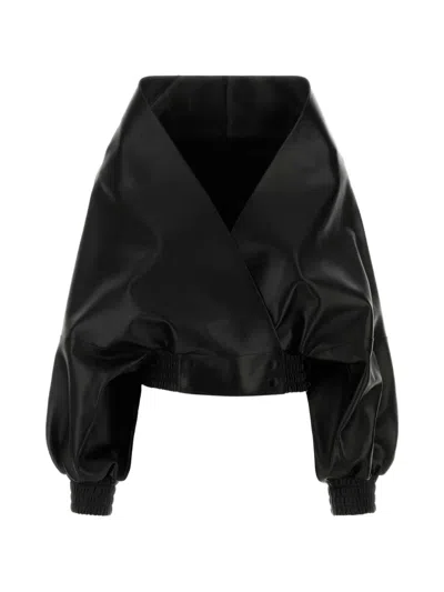Balenciaga Wrap Jacket In Smooth Light Lambskin In Black