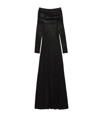 Balenciaga Off-the-shoulder Maxi Dress In Neutral