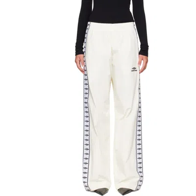 Balenciaga Off-white Techno Cotton Poplin Track Pants In 9002 Ivory