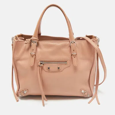 Pre-owned Balenciaga Old Rose Leather Mini Papier A4 Tote
