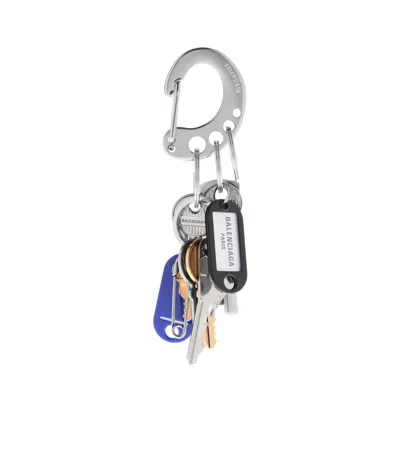 Balenciaga Old School Key Ring In Gray