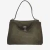 Balenciaga Olive Green Suede Medium Rodeo Handbag In Green