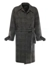 Balenciaga One Layer Checked Belted Coat In Gray