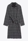 Balenciaga Vintage Checked Wool One Layer Raglan Coat Clothing In Animal Print