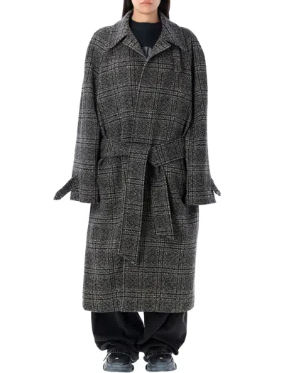 Balenciaga One Layer Raglan Coat In Gray