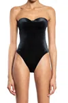 Balenciaga Logo-print Sweetheart-neck Swimsuit In Black