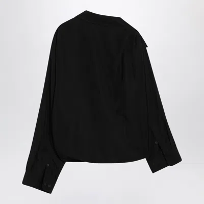 Balenciaga One Shoulder Black Shirt In Poplin
