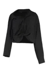 Balenciaga One Shoulder Poplin Shirt In Black