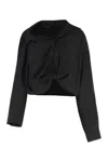 Balenciaga One Shoulder Poplin Shirt In Black