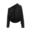 Balenciaga 'one Shoulder' Poplin Shirt In Black