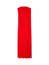 Balenciaga Silk-wool Draped Cape Midi Dress In Red