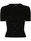 Balenciaga Women's Open-knit Wool Top In Black