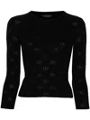 Balenciaga Women Open-knit Wool Top In Black