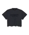 Balenciaga Open-necked Black Shirt In Black Fade