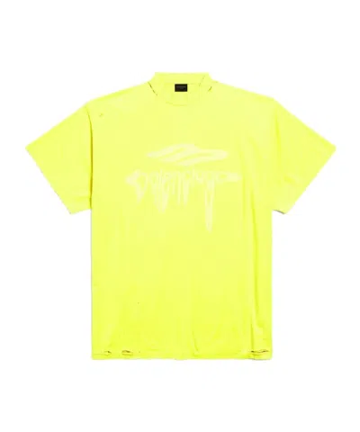 Balenciaga Open-necked Black Shirt In Yellow