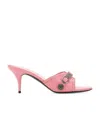Balenciaga Cagole Studded Crinkled-leather Mules In Pink