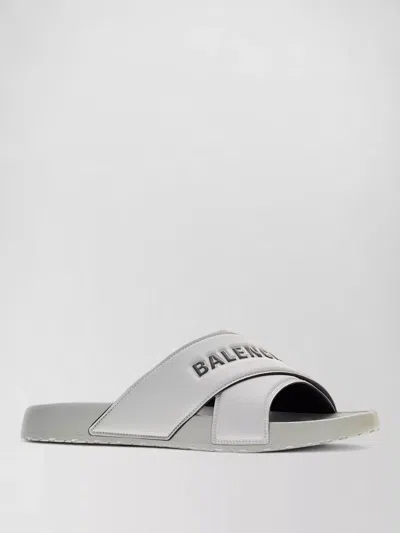 Balenciaga Open Toe Slide Flat Sandals Footwear In Gray