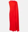 Balenciaga Silk-wool Draped Cape Midi Dress In Red