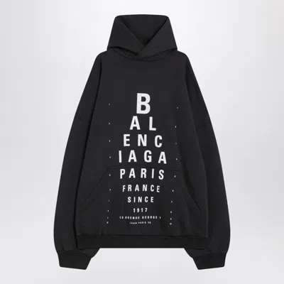 BALENCIAGA OPTICAL BLACK WASHED OVERSIZED HOODIE