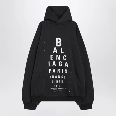 BALENCIAGA BALENCIAGA OPTICAL BLACK WASHED OVERSIZED HOODIE