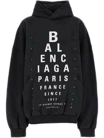 Balenciaga Optical Black Washed Oversized Hoodie