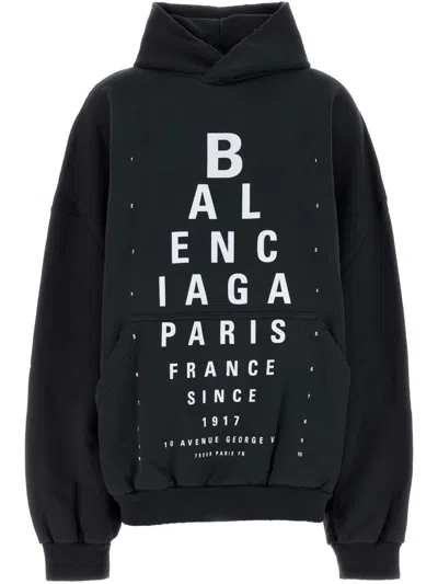 Balenciaga Optical Black Washed Oversized Hoodie