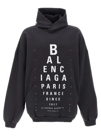 Balenciaga Optical Black Washed Oversized Hoodie