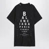 Balenciaga Eye Chart Distressed Oversize Cotton Logo Graphic T-shirt