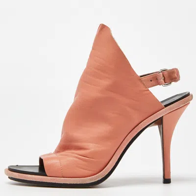 Pre-owned Balenciaga Orange Leather And Suede Glove Sandals Size 37