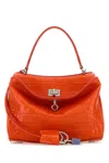 Balenciaga Mini Rodeo Handbag Crocodile Texture In Orange