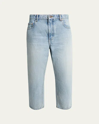 Balenciaga Organic Cotton Vintage Straight-leg Crop Jeans In Blue