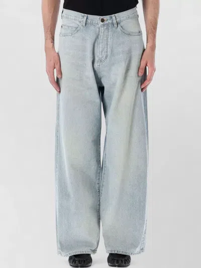 Balenciaga Organic Japanese Denim Wide Leg Trousers In Blue