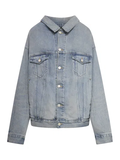 Balenciaga Off Shoulder Jacket In Blue