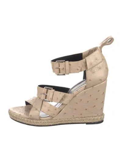 Pre-owned Balenciaga Ostrich Braided Accents Espadrilles In Neutral