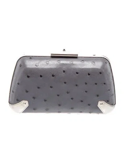 Pre-owned Balenciaga Ostrich Clutch In Blue