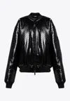 Balenciaga Ostrich-effect Bomber Jacket In Black