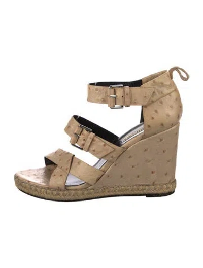 Pre-owned Balenciaga Ostrich Printed Espadrilles In Neutral