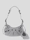 Balenciaga Extra Small Le Cagole Embellished Leather Shoulder Bag In Optic White