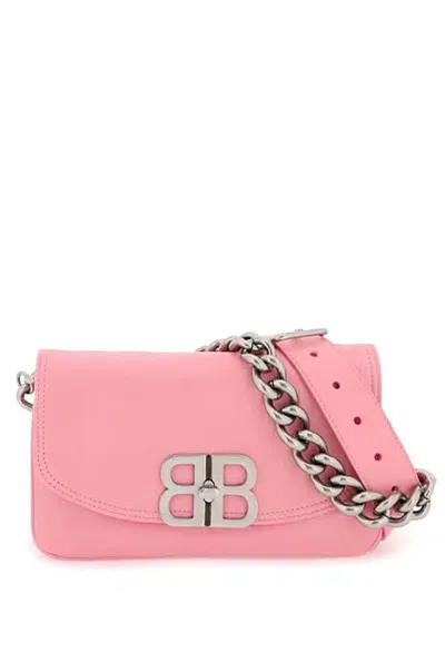Balenciaga Bb Soft Flap Leather Shoulder Bag In Pink