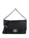 Balenciaga Black Flap Bb Soft Largeshoulder Bag In Black